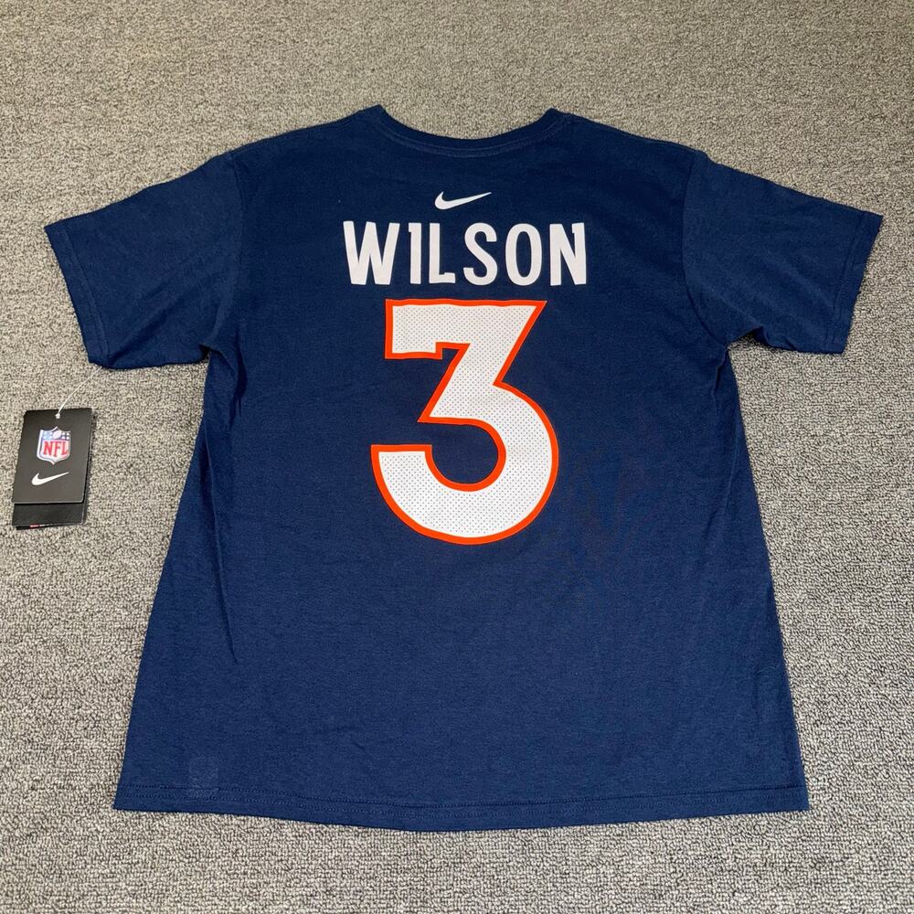 Nike NFL Denver Broncos Jersey T-Shirt Adult Large Russell Wilson Blue NEW NWT